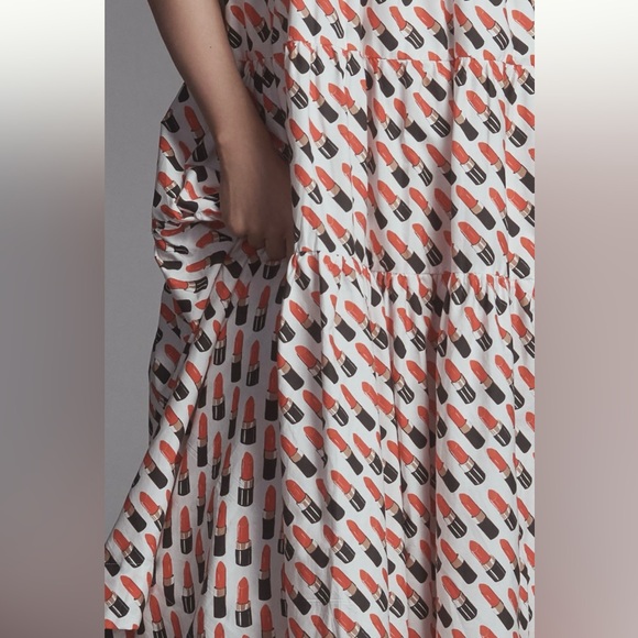 NWT Anthropologie The Helena Square-Neck Smocked Tiered Midi Dress Sz M - Picture 4 of 10